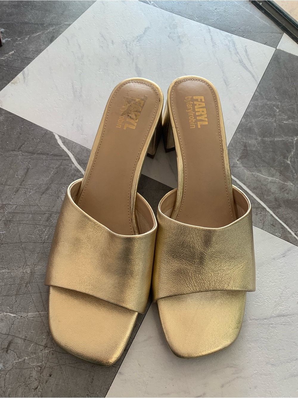 Metallic Gold Slide Heels for Women